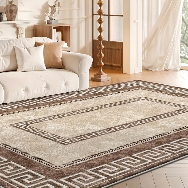 Modern Geometric Area Rug Non-Slip, Vintage Large Print Indoor Carpet for Living Room Bedroom Dining Room Home Office, 4 Sizes Available
