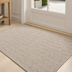 Non-Slip Doormat Low Profile Indoor Outdoor Entry Mat Dirt Trapper – Front Door, Entryway, Patio, Porch & Garage Rug, 4 Sizes, Beige & Grey