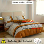 Striped Duvet Cover Set 3 Piece – Orange & Gray Stripe Soft Cozy Bedding, Zip Closure, 1 Duvet Cover + 2 Pillowcases, Machine Washable, All Season, Twin Full Queen King Multiple Sizes