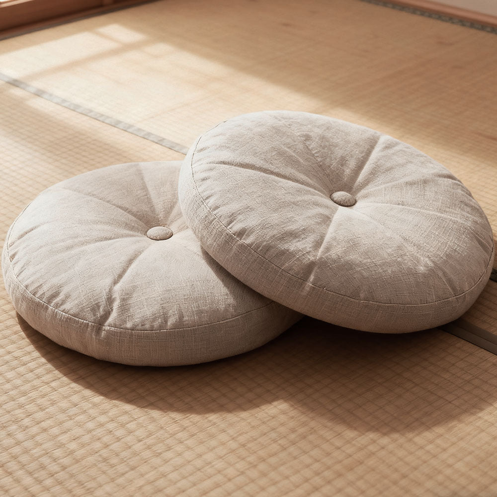 Round Seat Cushion 40x40cm 15cm Thick Firm Futon Meditation Mat Removable Linen Cover Chair Pad for Office Dining Chair Home Decor All Seasons Christmas