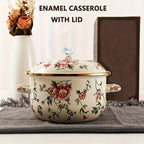 Enamel Diamond Soup Pot – Thick-Walled Double Handle Stew Pot, High-Temp Resistant, 2 Designs & 2 Sizes, Electric Stove Gas Flame Compatible