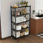3/4/5-Tier Rolling Storage Rack with Wheels – No Assembly Required Portable Floor-Standing Multi-Layer Shelving Unit for Outdoor, Garage, Kitchen & Home