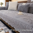 Faux Rabbit Fur Sofa Cover Thick Winter Warm Couch Protector Non-Slip Machine Washable Pet-Friendly Floral Sofa Slipcover for 1 2 3 4 Seater Living Room Bedroom