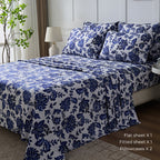 Floral Sheet Set – 4-Piece Soft Fitted & Flat Sheets with Pillowcases, Wrinkle-Resistant Bedding