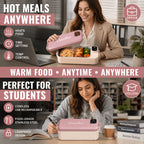 Heated Lunch Box Rechargeable with Timer - Self-Warming Portable Bento Box 80°C Keep Warm for Women & Men, Insulated Meal Prep Container with Lid, Electric Lunch Box for Work & Office