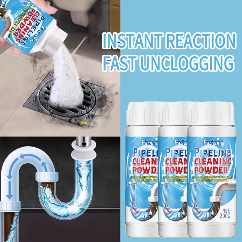 FARIENNE Pipeline Cleaning Genius Drain Cleaner & Clog Remover 200g – Quick-Acting, No Surfactants, for Toilets, Sinks, Tubs, Shower Drains & Kitchen Pipes