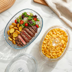 Glass Baking Dish with Lid Set - Borosilicate Casserole Dish with Glass Lid & Silicone Mat, Oven & Microwave Safe, 61oz or 95oz, for Chicken, Pasta, Desserts & Holiday Cooking