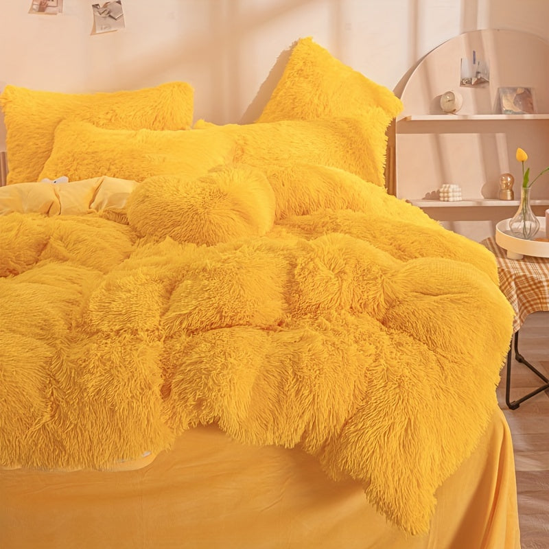 Plush Duvet Cover Set 3 Piece Ultra-Soft Warm Comforter Cover Twin Full Queen King 8 Colors for Bedroom Guest Room Dorm