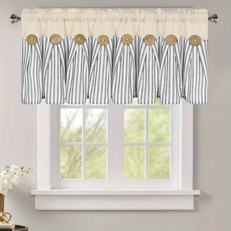 Striped Patchwork Semi-Sheer Rod Pocket Curtains – Bohemian Tiered Window Panels for Bedroom, Living Room, Kitchen, Bathroom & Cafe | 1 or 2 Pcs