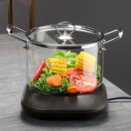 Stainless Steel Handle Glass Pot with Lid – Non-Stick Heat-Resistant Soup Stew Pot, Induction & Electric Ceramic Stove Compatible, 3.5L or 5.5L, Includes Insulation Pad & Scouring Pad