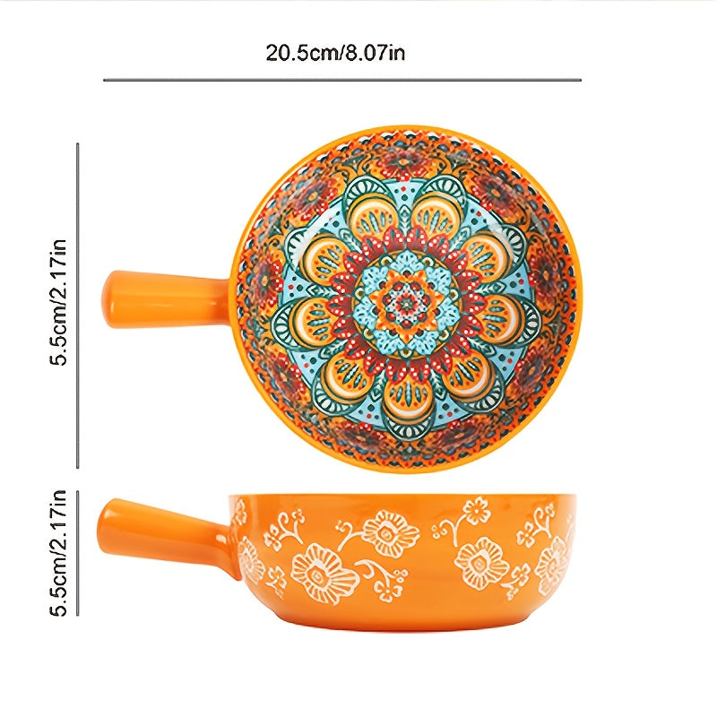 Bohemian Noodle Bowl Set with Lids Microwave Dishwasher & Oven Safe – Ceramic Soup Salad Fruit Meal Prep Bowls for Home, Office & Travel – 4 or 8 Piece