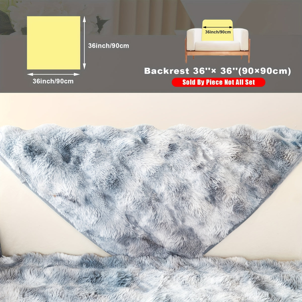Faux Lamb Fluffy Sofa Cover Modern Gradient – Thick Plush Pet-Friendly Polyester Sofa Protector, Machine Washable 450-500g Fabric for Single, Double, Triple & Combination Sofas