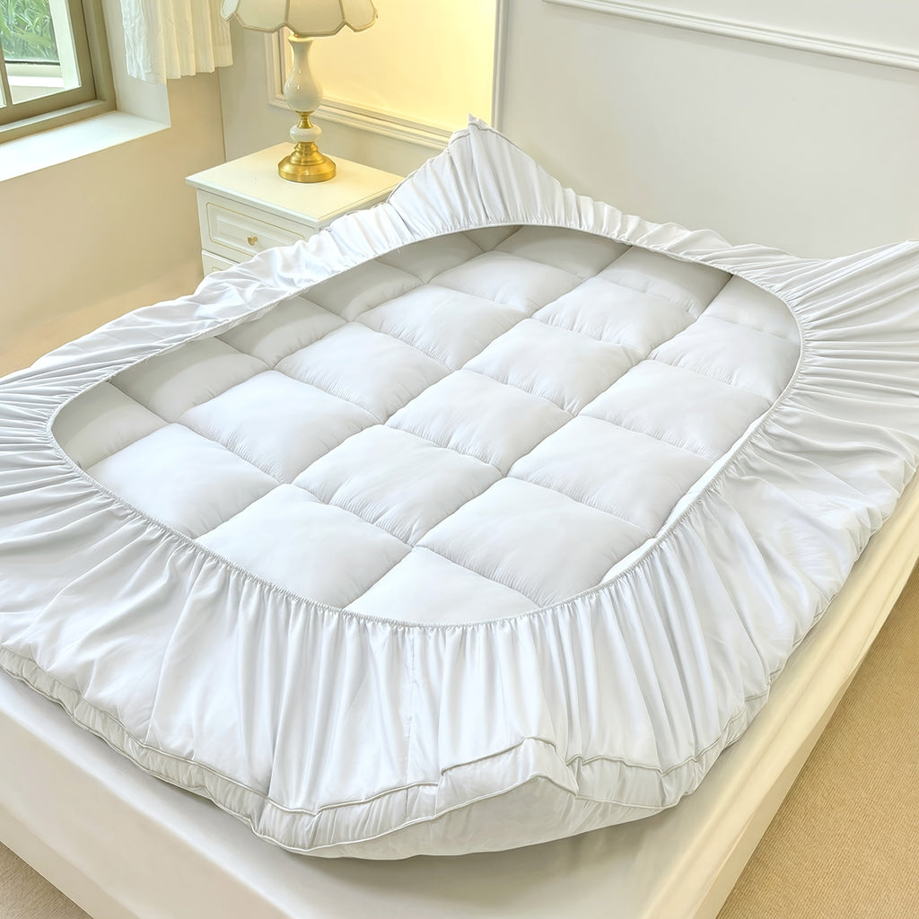Fitted Mattress Protector Cover Thickened Deep Pocket Stay-Put Elastic – Spill-Proof Breathable Bed Pad Black Gray White Blue Twin Full Queen King Cal King