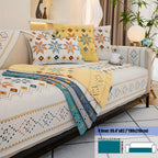Embroidered Chenille Sofa Slipcover Bohemian Geometric Floral Pattern | Non-Slip Machine Washable Couch Cover for 1-2-3-4 Seater with Armrest & Pillow Cover Options, 6 Colors