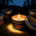 Unscented Soy Palm Wax Candles Set of 4 Metal Tin 96 Hour Burn Time – Long Lasting Candles for Camping Hiking Emergency Lighting Holiday Decor Christmas Halloween
