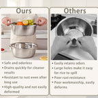 Stainless Steel Colander & Mixing Bowl Set – 304 Food-Grade Stackable Strainer Bowl for Washing Vegetables, Fruit & Rice, Dishwasher Safe Kitchen Colander, 7.09" or 11.02" Bowl + Sieve
