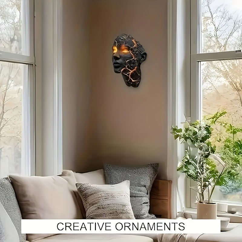 3D LED Halloween Night Light Cracked Broken Soul Resin Table Lamp USB Powered Ambient Glowing Light for Halloween Bedroom Bar Party Ornament