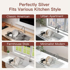 Stainless Steel Over-the-Sink Dish Drying Rack & Colander Strainer Basket with Expandable Grip – Heavy-Duty Sink-Mounted Dish Drainer for Vegetable Washing & Space-Saving Kitchen Organization