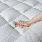 Cooling Bamboo Mattress Topper Pillow Top Mattress Pad Cover with Deep Pocket Fits 8-21 Inch - Breathable Soft Bed Topper Mattress Protector Twin Twin XL Full Queen