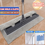 Flat Mop and Bucket Set 40cm, Hands-Free Wringing Dual Bucket System, 360° Rotating Mop Head, 2 or 6 Microfibre Replacement Pads, Wet & Dry Separation, Safe on All Floor Types
