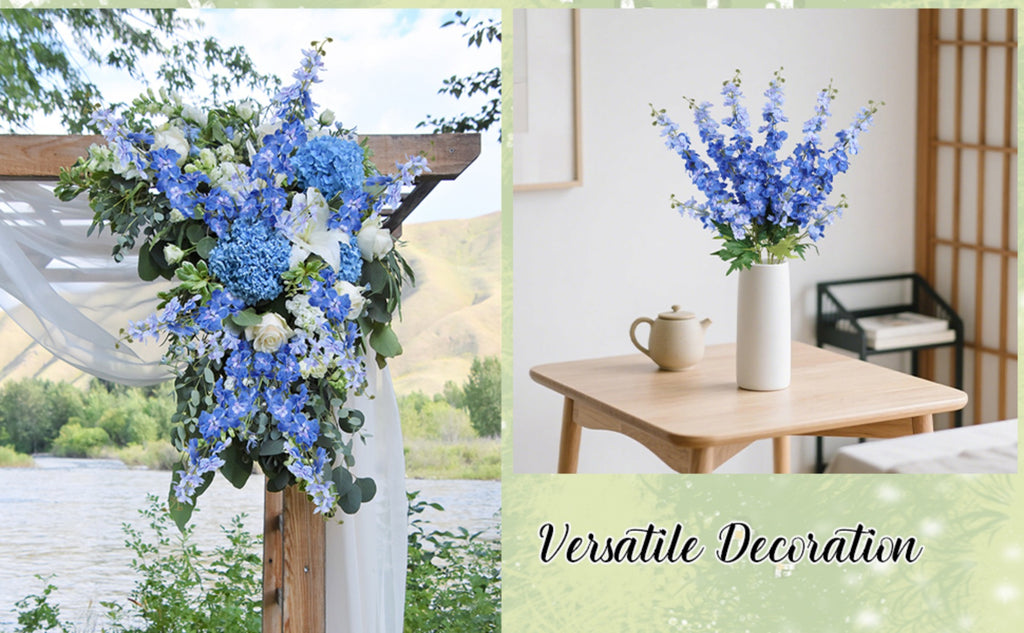 Artificial Delphinium Flowers 6pcs 33.5 Inch Long Stem Faux Snapdragon for Vase, Wedding, Home & Party Decor