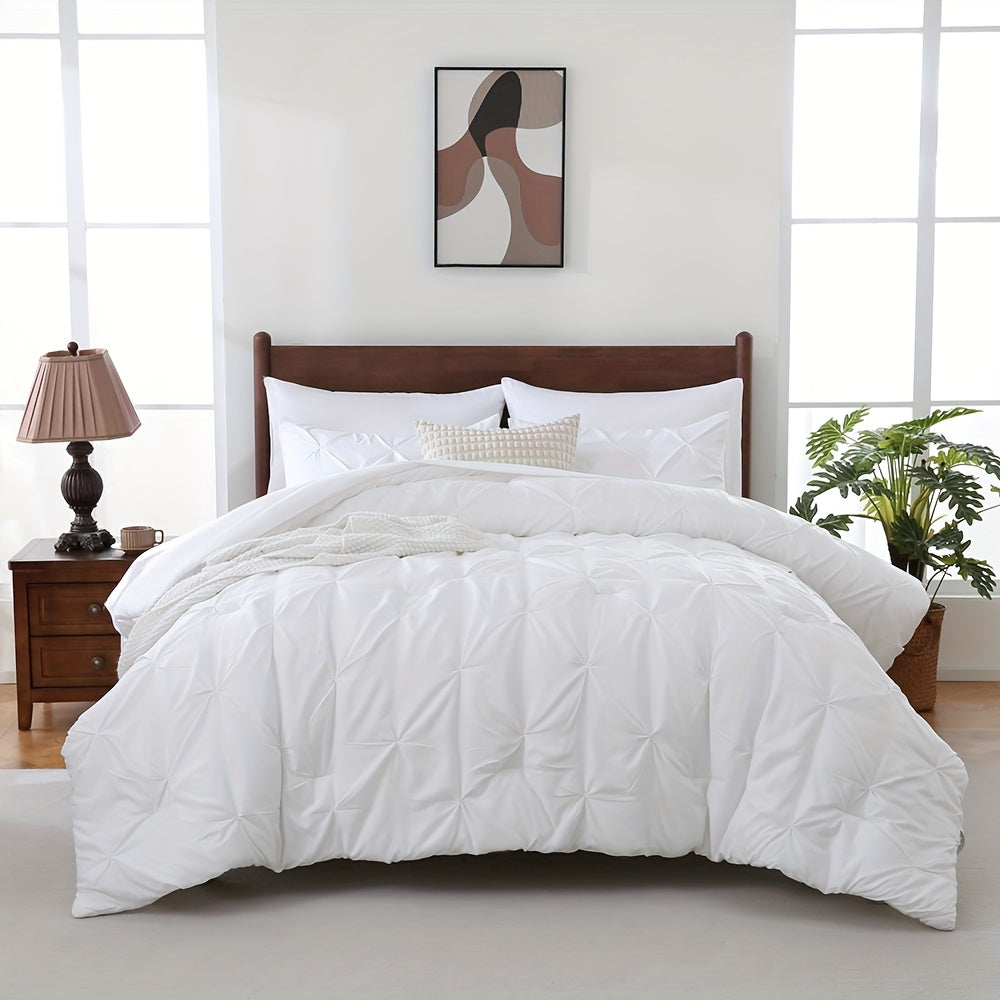 5/7pcs Pintuck Bed In A Bag Comforter Sets, Pinch Pleat Complete Bedding Sets with Comforter, Sheets & Pillowcases, Queen/King Size, All Season