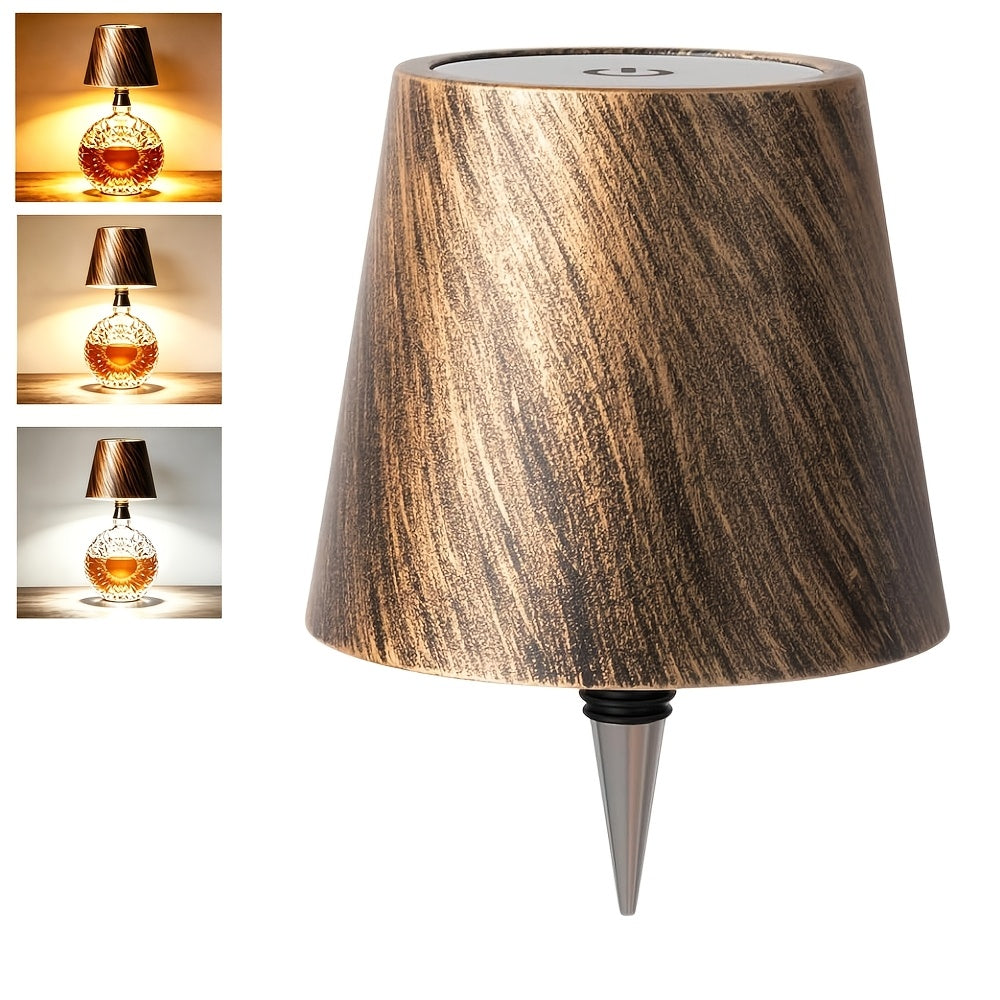 Metal Wireless Wine Bottle Light Rechargeable Dimmable LED Bottle Cap Light 3 Color Temperatures for Bar Cart Wine Bar Bedroom Decor