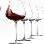Hand Blown Red Wine Glasses Set of 4 23oz Burgundy Long Stem Crystal Clear Premium Wine Glass - Unique Gift for Wedding Anniversary Christmas | Nuvia Haven