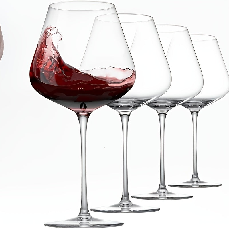 Hand Blown Red Wine Glasses Set of 4 23oz Burgundy Long Stem Crystal Clear Premium Wine Glass - Unique Gift for Wedding Anniversary Christmas | Nuvia Haven
