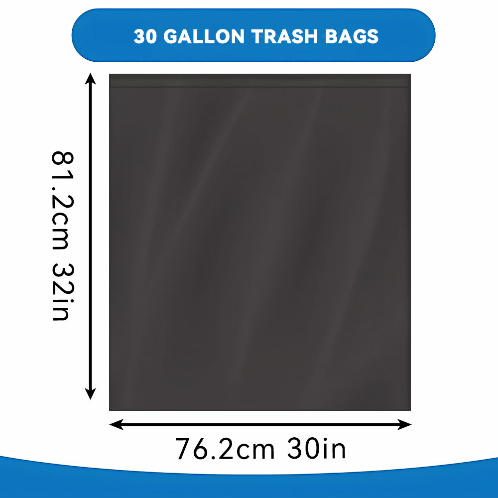 30 Gallon Trash Bags 200 Count Large Black Garbage Bags Bulk 4 Rolls Leak-Proof Ultra Strong for Kitchen Garden Industrial Commercial Home 113.5L