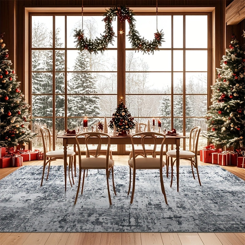 Washable Vintage Abstract Area Rug – Non-Slip, Foldable, Ultra-Soft | Gray | 5 Sizes