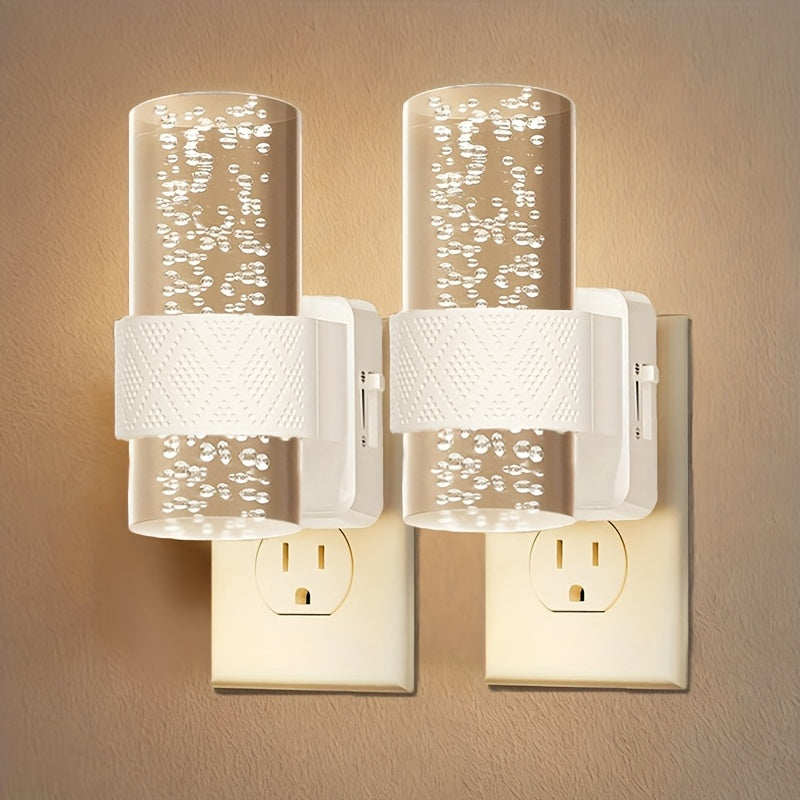 LED Night Light Plug Into Wall, 2 Pack Dimmable 3000K Warm White with Auto Light Sensor, Adjustable Brightness, Modern Design for Hallway Bedroom Nursery Bathroom – No Batteries Needed