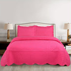 Quilted Embroidered Bedspread Set 3 Pcs – Floral Embroidery, 100% Polyester, Wrinkle-Resistant Lightweight Coverlet for Queen & King Bedroom Decor, 16 Colors