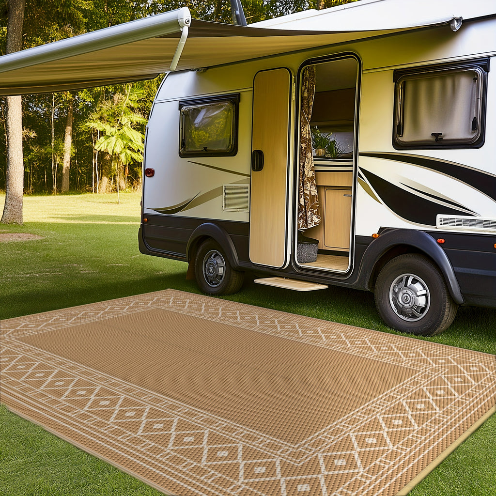 Outdoor Rug for Patio Foldable Reversible Plastic Straw Mat – Waterproof Area Rug for RV, Deck, Porch, Camper, Picnic & Balcony, 4 Sizes