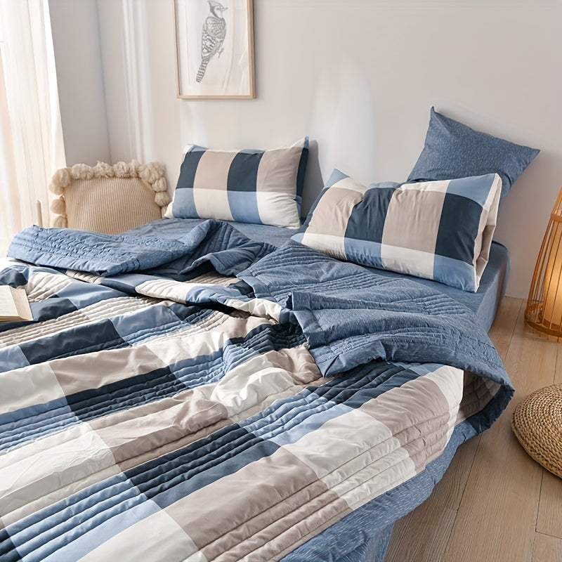 Summer Cooling Quilt Set 3 Piece Thin Quilt 2 Pillowcases Floral Embossed Skin Friendly Soft All Season Comforter - Twin Full Queen King Hotel Bedroom