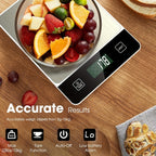 Digital Kitchen Scale 10kg/22lb – Precise 0.1g Accuracy, Stainless Steel, Tare Function for Baking & Cooking