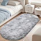 Oval Plush Area Rug Anti-Slip Machine Washable Soft Carpet 2x4 Ft Bedroom Living Room Home Decor