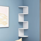 Wall-Mounted 5-Tier Corner Storage Shelf Floating Rack for Living Room, Bedroom, Kitchen, Bathroom & Office, Space-Saving Decorative Corner Organizer in Black or White, Easy Install