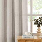 Burlap Textured Semi-Sheer Curtains Rod Pocket 2-Panel Set | Light Filtering Farmhouse Drapes for Living Room Bedroom Bathroom, W52" × H84"/96"/108", Light Grey Natural White