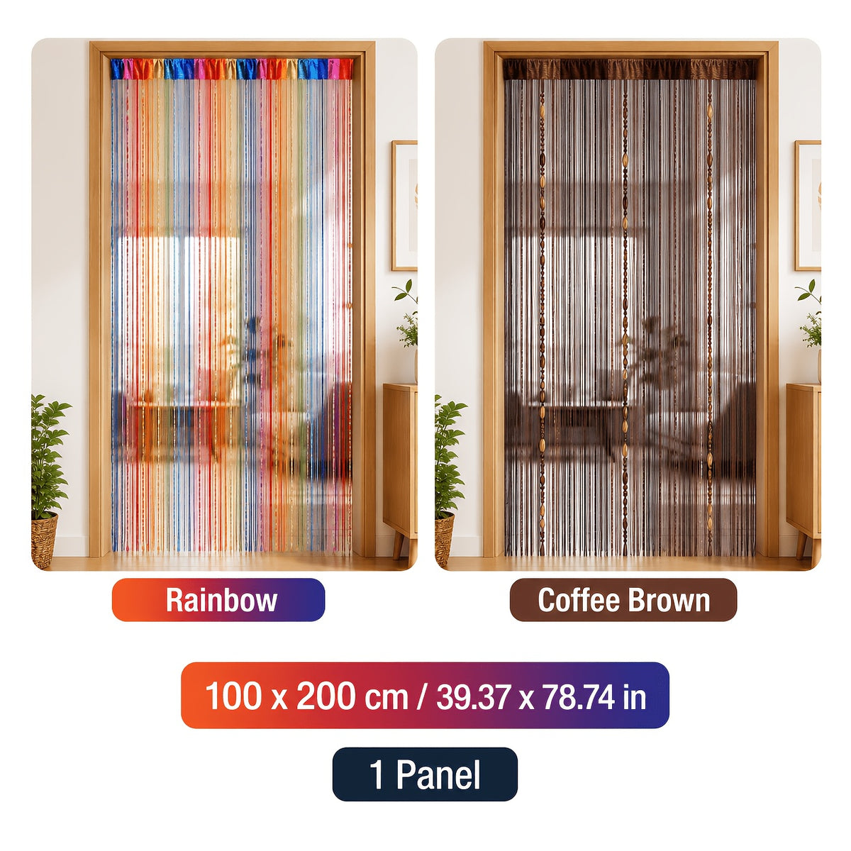 Beaded String Curtain Room Divider Boho Fringe Tassel Doorway Panel – Easy Hang Decorative Bead Curtain for Bedroom, Living Room & Hallway | 2 Colors