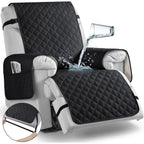 Waterproof Recliner Chair Cover with Pocket – 100% Non-Slip Washable Reclining Chair Slipcover with Adjustable Strap, Pet Friendly Furniture Protector for Dogs Cats, Living Room Home Decor, 1pc