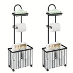 Freestanding Toilet Paper Holder with Storage Holds 6 Spare Rolls Heavy Duty 304 Stainless Steel Oiled Bronze Bathroom Organizer Space Saving No Drilling