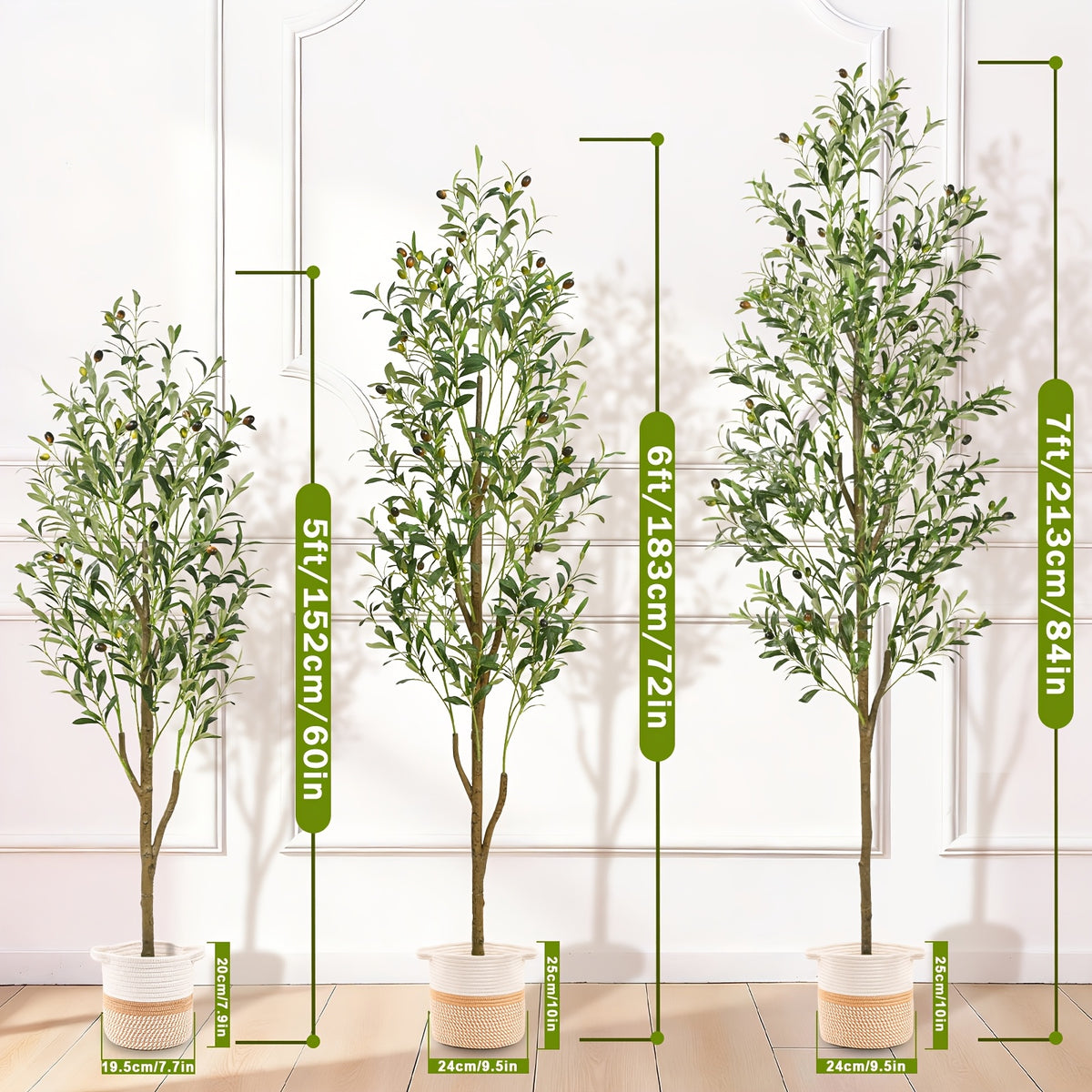 Artificial Olive Tree with Basket, Planter & Moss 5ft 6ft 7ft – Tall Indoor Fake Olive Plant with Realistic Wood Trunk, Lifelike Branches & Fruits for Office, Living Room & Spring Summer Home Decor