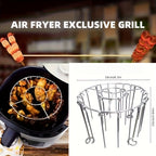 304 Stainless Steel Vertical Grill Rack for Air Fryer – 21-Piece Set with 20 Skewer Needles, Fits 3QT-6QT | Even Heating for Meat & Vegetables
