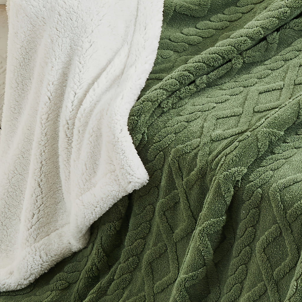 Tufted Sherpa Throw Blanket – Soft Plush Blanket in 4 Colors & 4 Sizes, Machine Washable, for Sofa Bed Couch Living Room & Garden