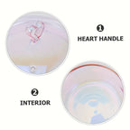 Heart-Shaped Borosilicate Glass Cooking Pot – 50oz Non-Stick Stew Pot with Lid, Heat-Resistant, Dishwasher Safe, Pink Love Design