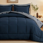 Bed in a Bag Queen 7 Piece Fluffy Comforter Set – Ultra-Soft Microfiber Bedding with Comforter, Fitted Sheet, Flat Sheet & 4 Pillowcases, Hypoallergenic Breathable All Season Bedding Gift for Her