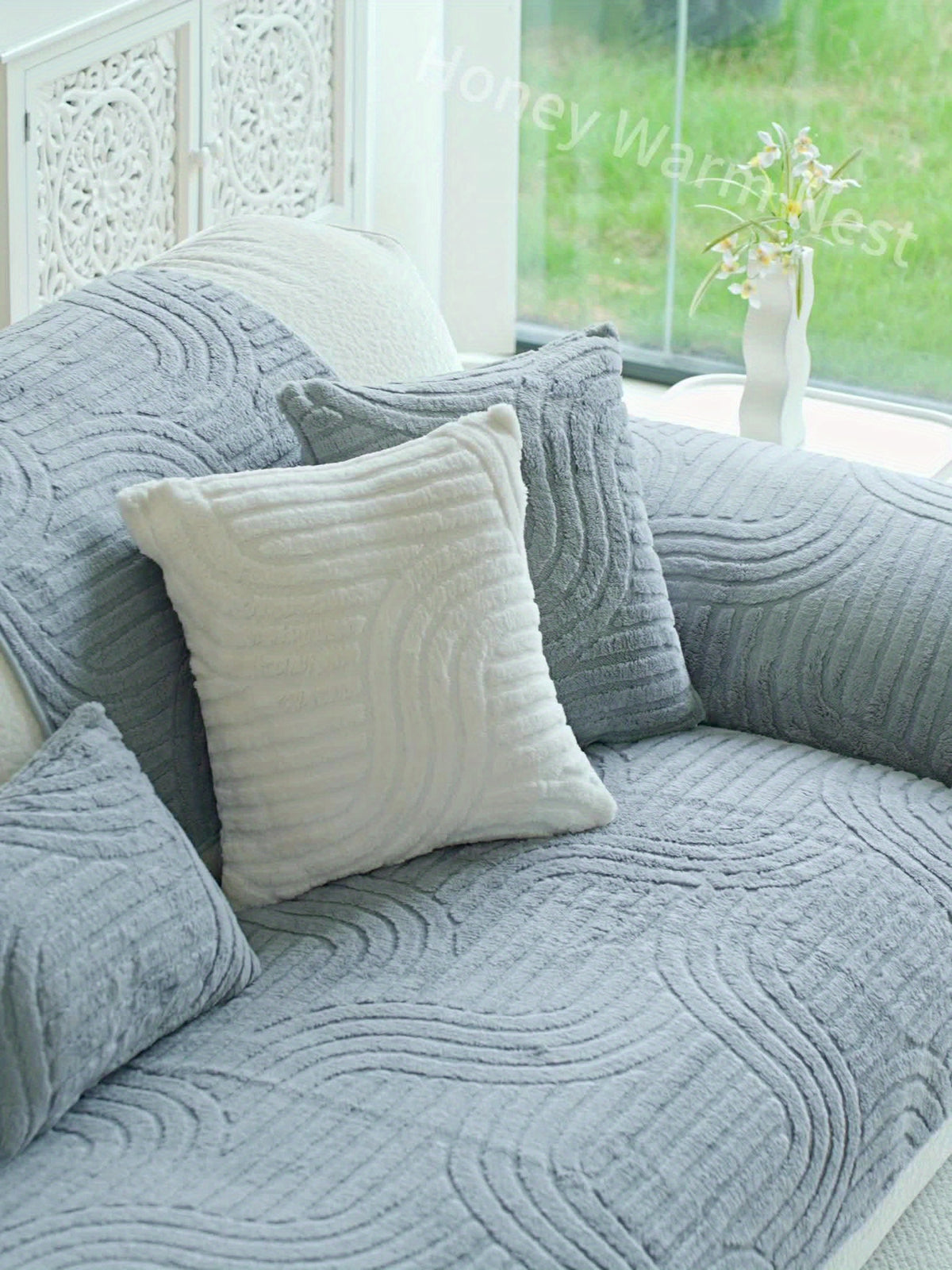 Bohemian Plush Sofa Cushion Cover Christmas Decorative Non-Slip Machine Washable Pet-Friendly All-Season Pillow Cover for Living Room Bedroom Office Home Decor