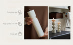 7-Pack Large Ribbed Soy Wax Pillar Candles – Handmade Home Decor Candles for Housewarming Gift, Shelf Decor, Wedding & Dining Table Centerpiece, White, Blue, Black, Orange