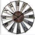 24 Inch Large Farmhouse Wall Clock with 3D Windmill Blades – Vintage Galvanized Metal Analog Clock, Battery Operated Quiet Movement, Home Decor for Living Room, Kitchen, Bedroom & Porch